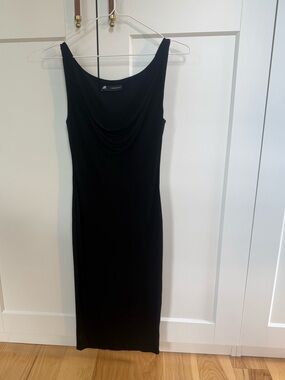 DSQUARED2 Black Tank Midi Dress with Draped Neckline